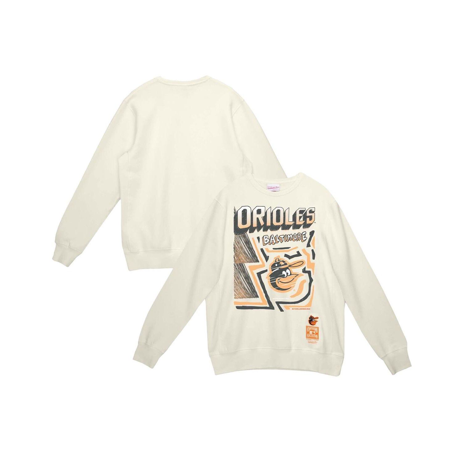 Men's Cream Baltimore Orioles Sidewalk Sketch Pullover Hoodie