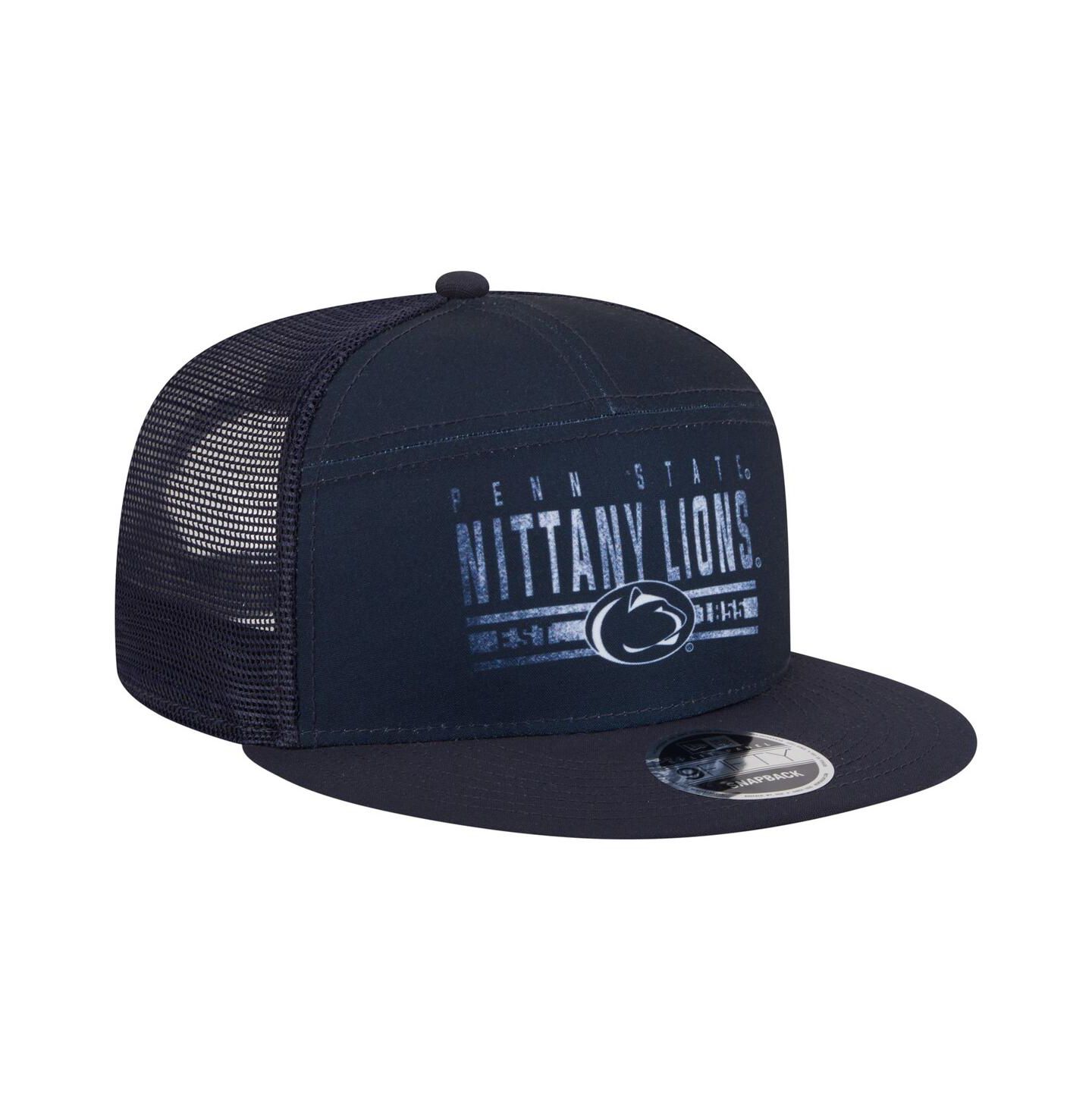 Мужская кепка New Era Navy Penn State Nittany Lions Split Panel 9FIFTY Snapback Trucker Hat — фото 4