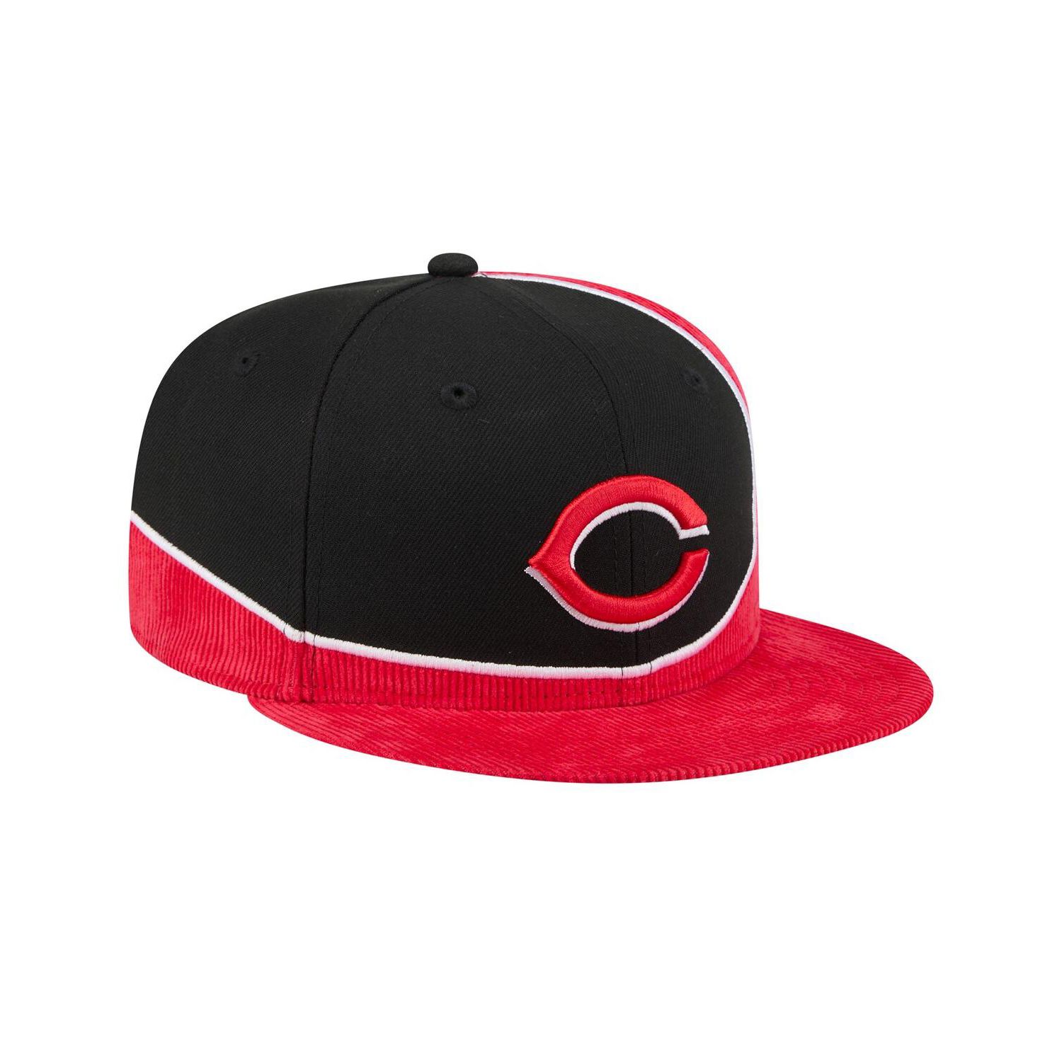 Men's Red/Black Cincinnati Reds Retro Split Corduroy Snapback Hat