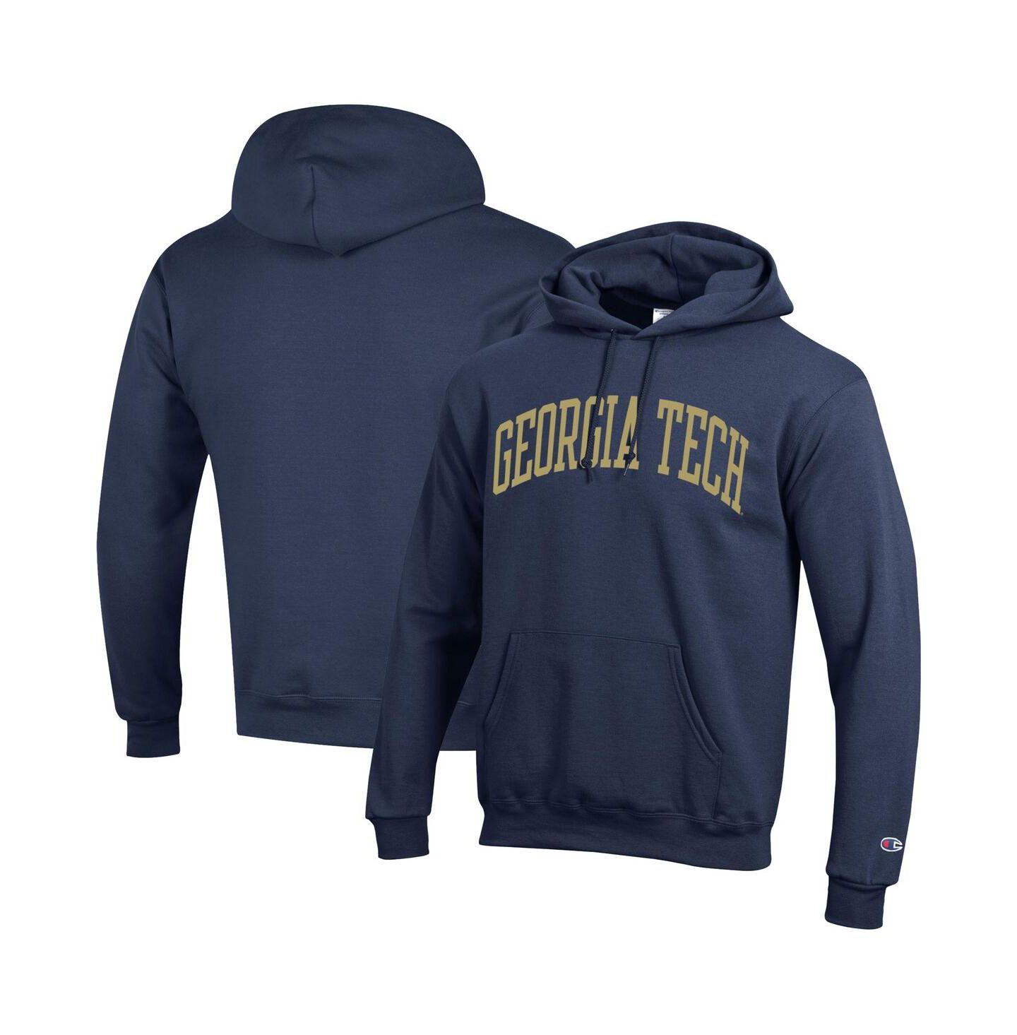 Мужские худи Champion Navy Georgia Tech Yellow Jackets Basic Arch Fleece Pullover — фото 1
