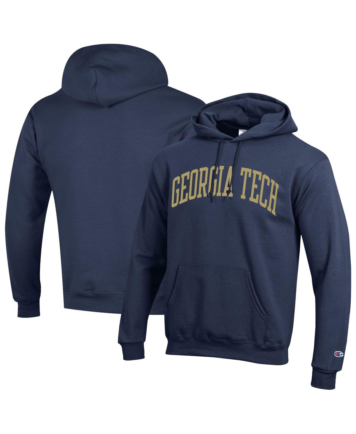 Men's Navy Georgia Tech Yellow Jackets Basic Arch Fleece Pullover Hoodie - Navy