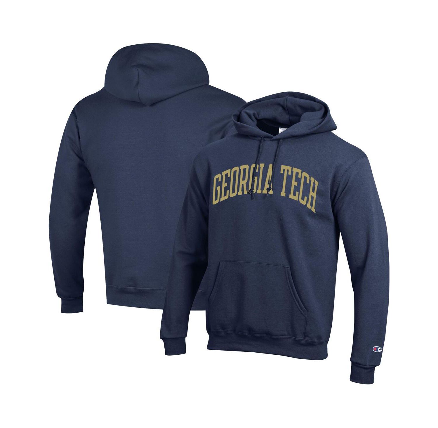 Men's Navy Georgia Tech Yellow Jackets Basic Arch Fleece Pullover Hoodie