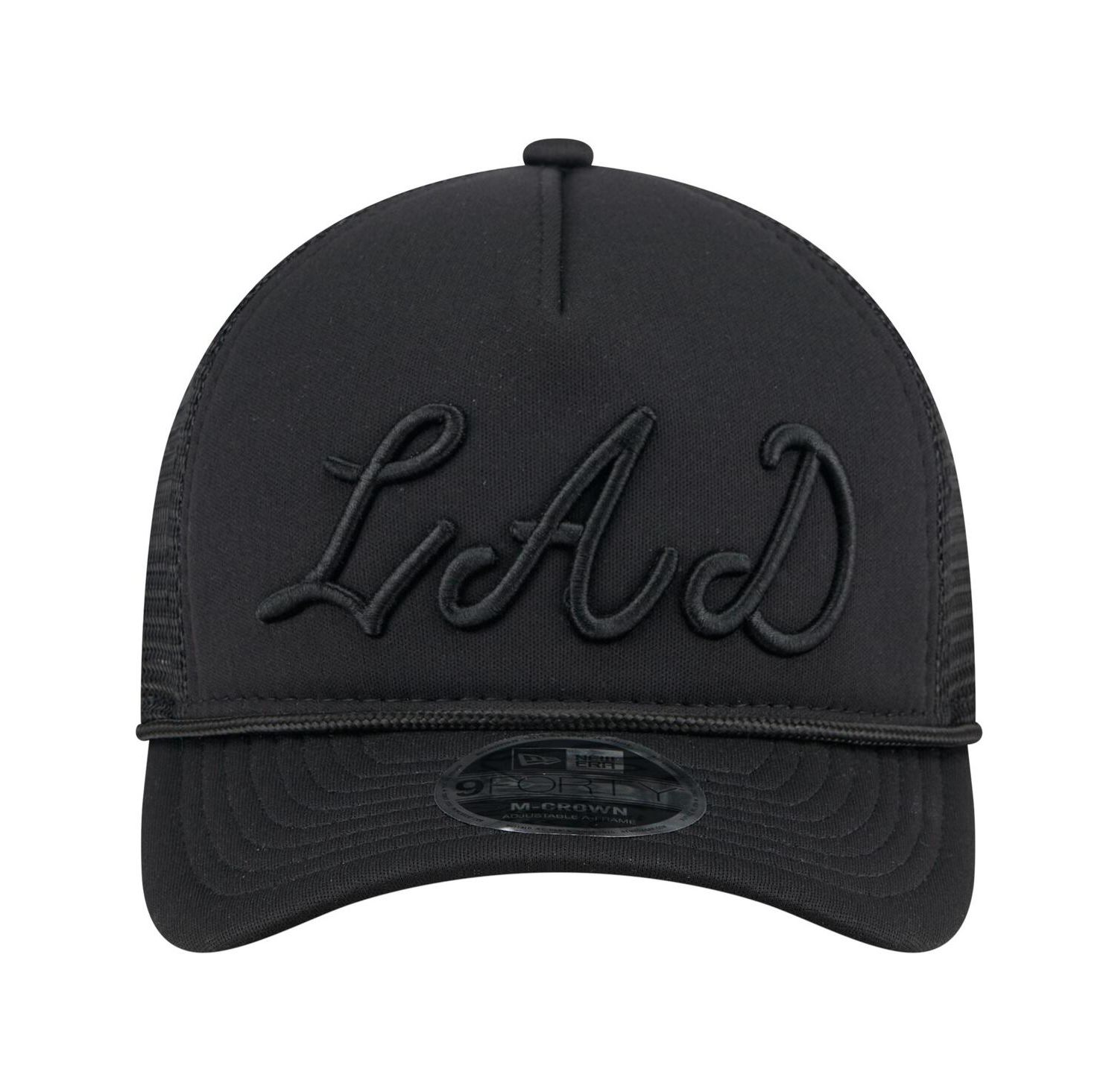Men's Black Los Angeles Dodgers City Initial 9FORTY A-Frame M-Crown Adjustable Trucker Hat