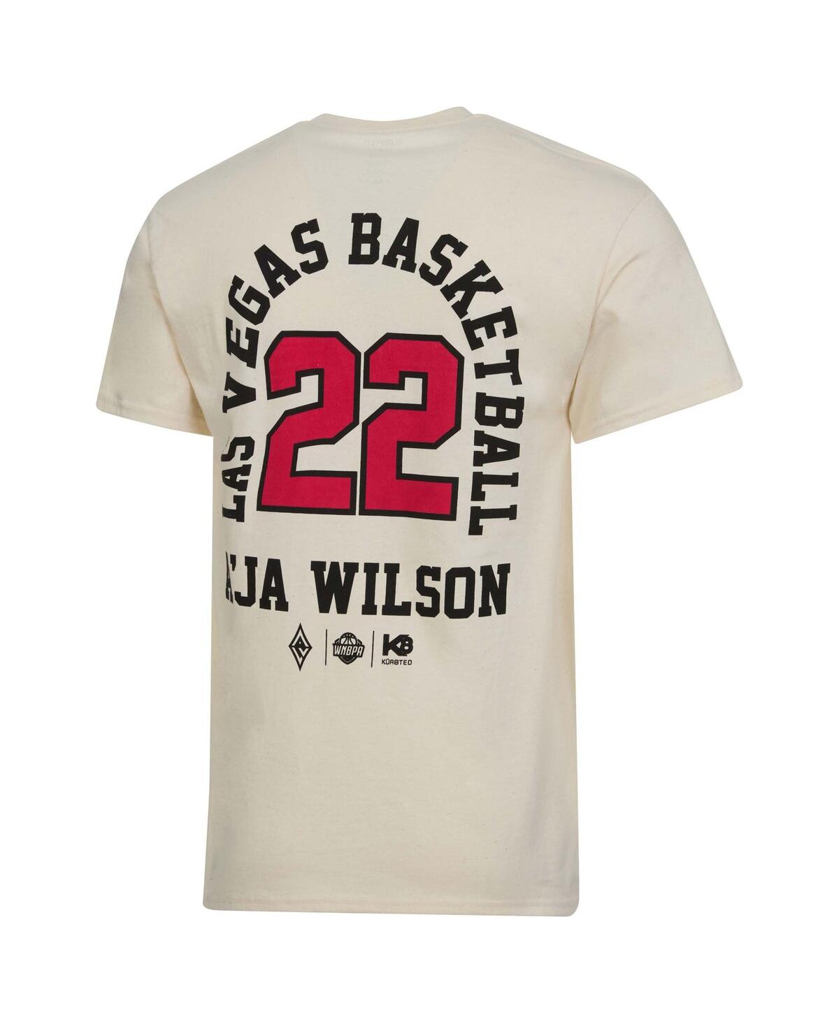 Kür8ted Men's And Women's A'ja Wilson Natural Las Vegas Aces Player Id Arch T-shirt