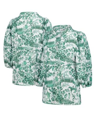 Smith & Quinn - Women's White/Green Kentucky Derby Eliza V-Neck Top