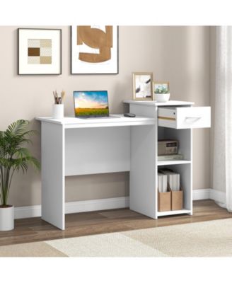 Computer Desk with Drawer Modern Laptop PC Desk with Adjustable Shelf and Cable Hole