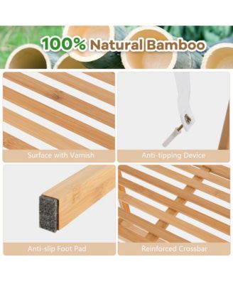 2PCS 4-Tier Bamboo Ladder Bookshelf 58'' Display Shelf Storage Rack Plant Stand