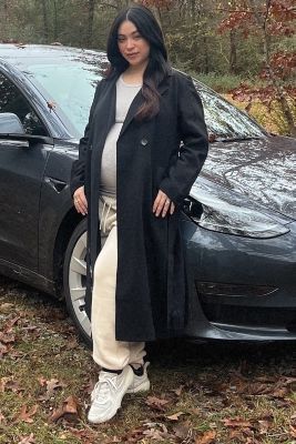 Maternity Cream Soft Knit Ruched Top