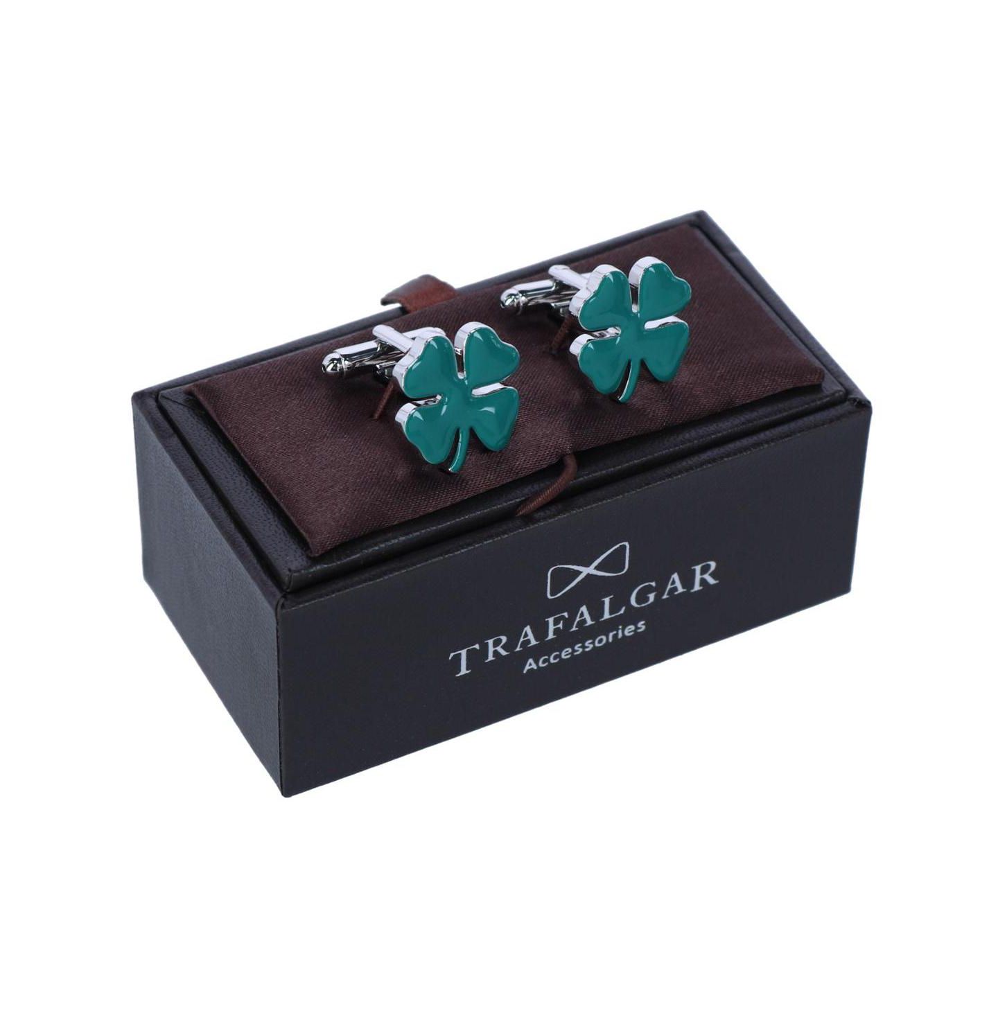 Мужские запонки TRAFALGAR Shay Shamrock Novelty Cufflinks, цвет: Зелёный — фото 2