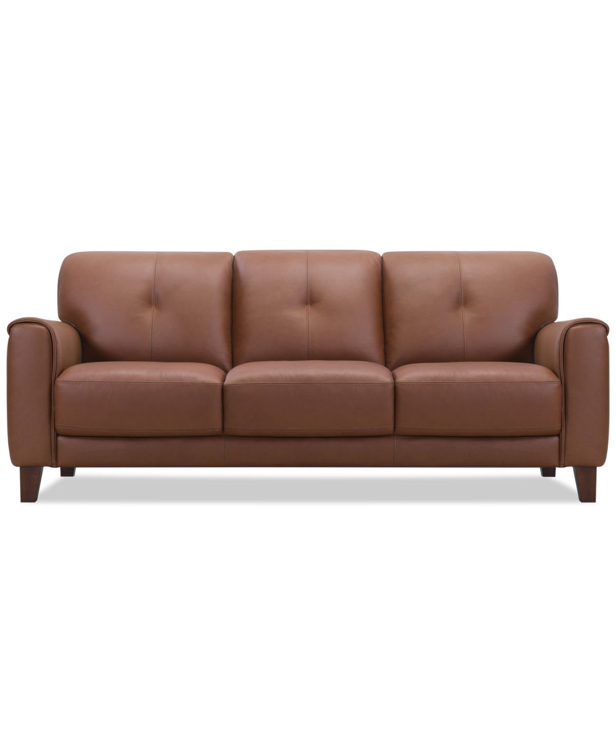 Macy's Ashlinn 84" 3 Seat Leather Sofa, Exclusively At  In Brown