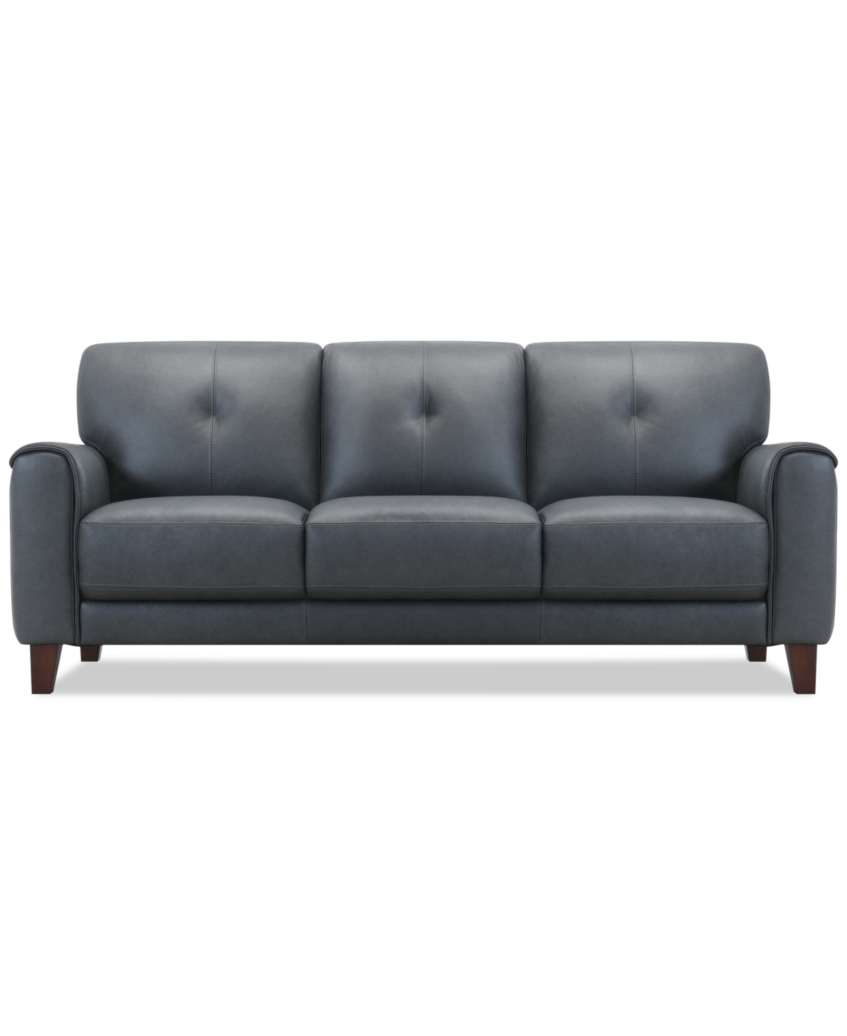 Macy's Ashlinn 84" 3 Seat Leather Sofa, Exclusively At  In Black
