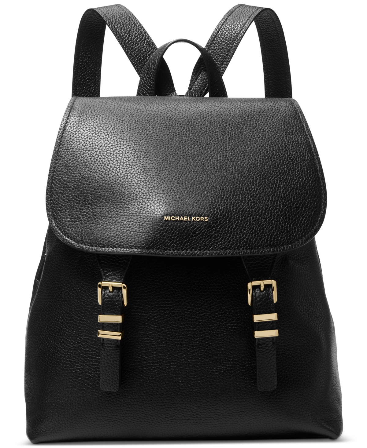 Michael Michael Kors Quinn Medium Leather Flap Backpack - Black