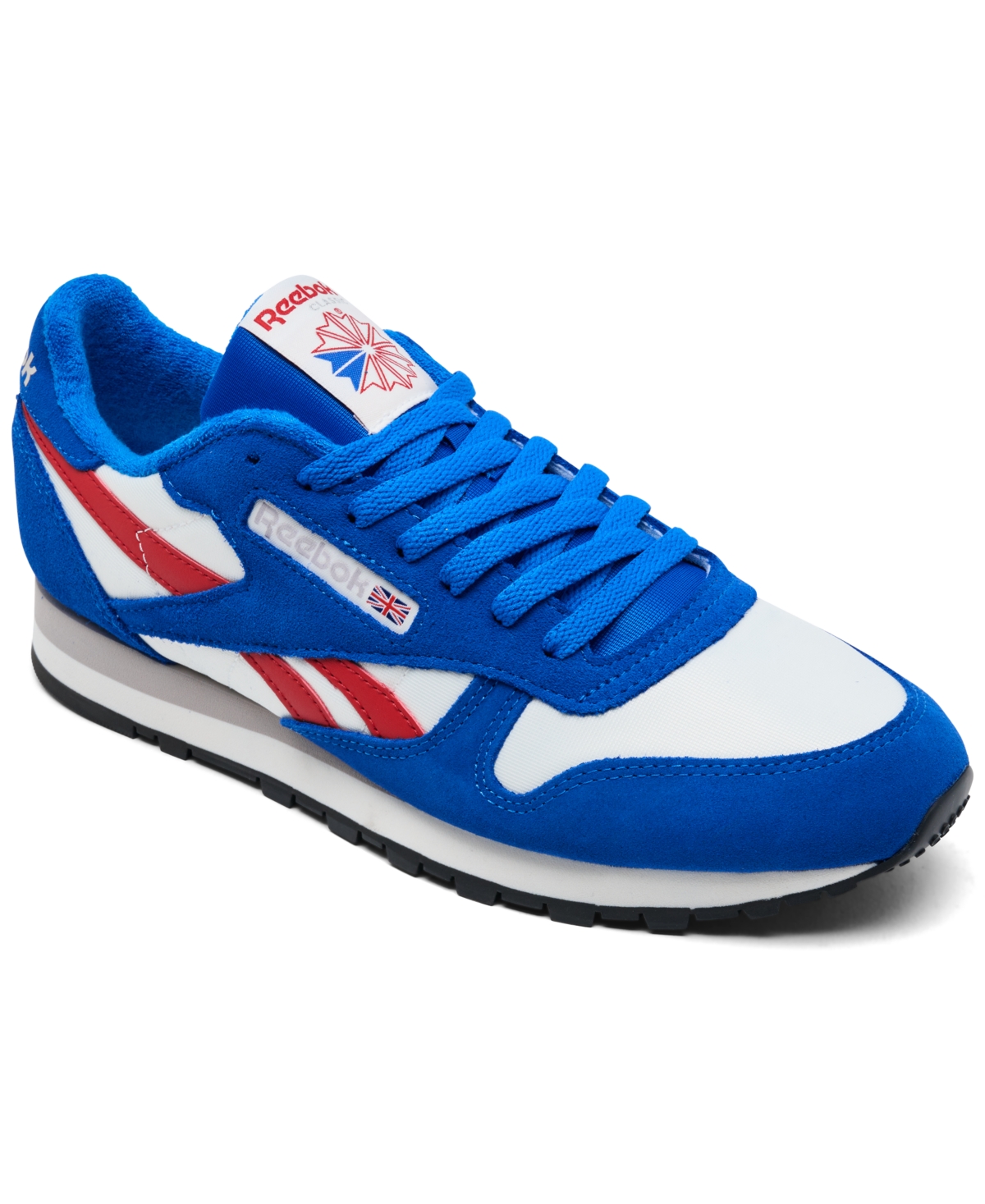Men's Classic Leather Casual Sneakers from Finish Line - Chalk Blue, Red