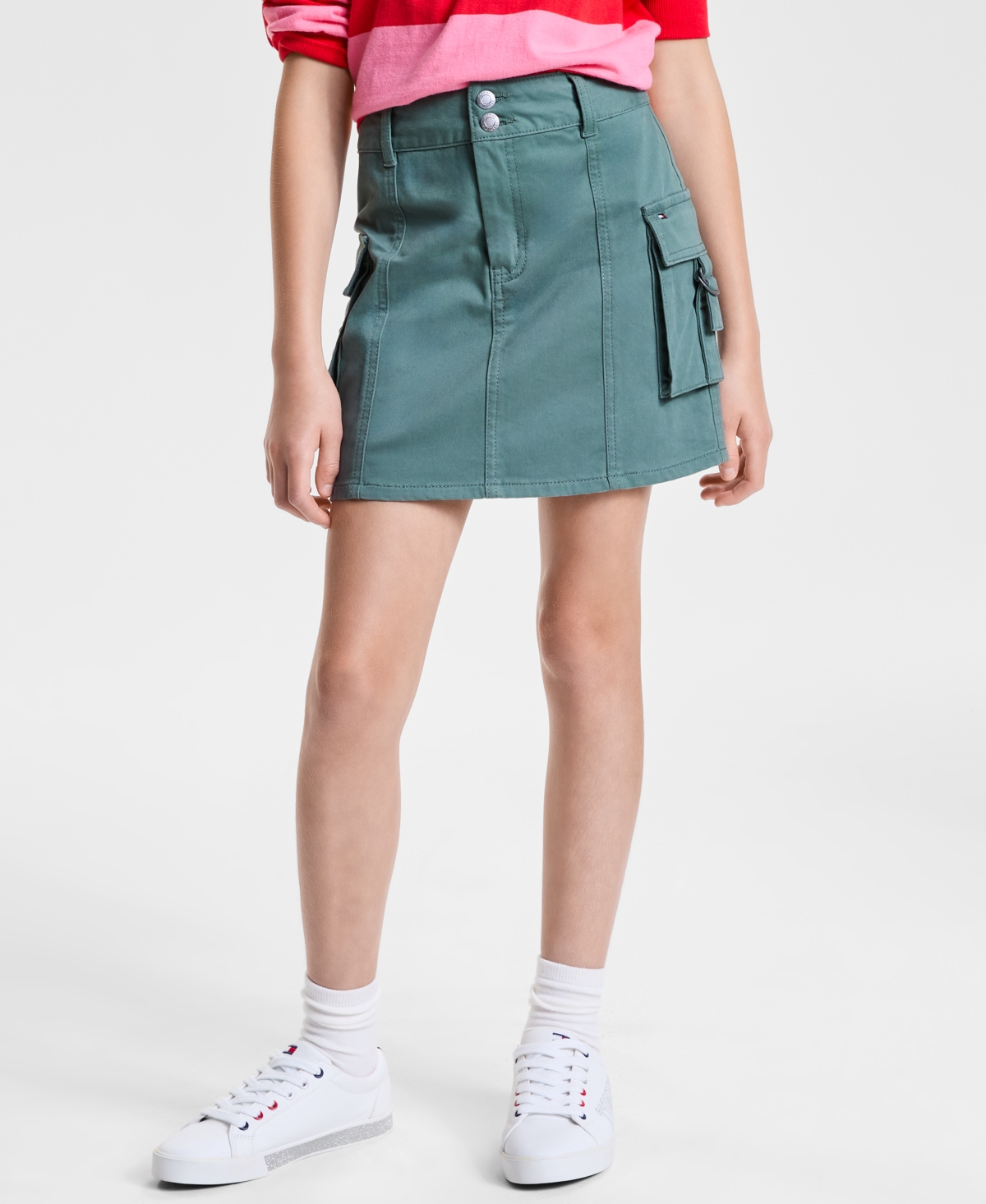 Tommy Hilfiger Kids' Big Girls Cotton Cargo Skirt In Green