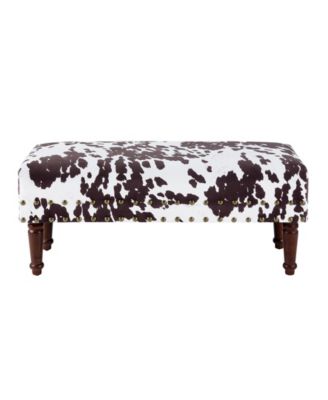 17" Designs4Comfort Cow Print Bench with Nail Heads