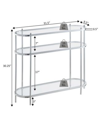 9.5" Royal Crest 3 Tier Glass Oval Entryway Hall Table
