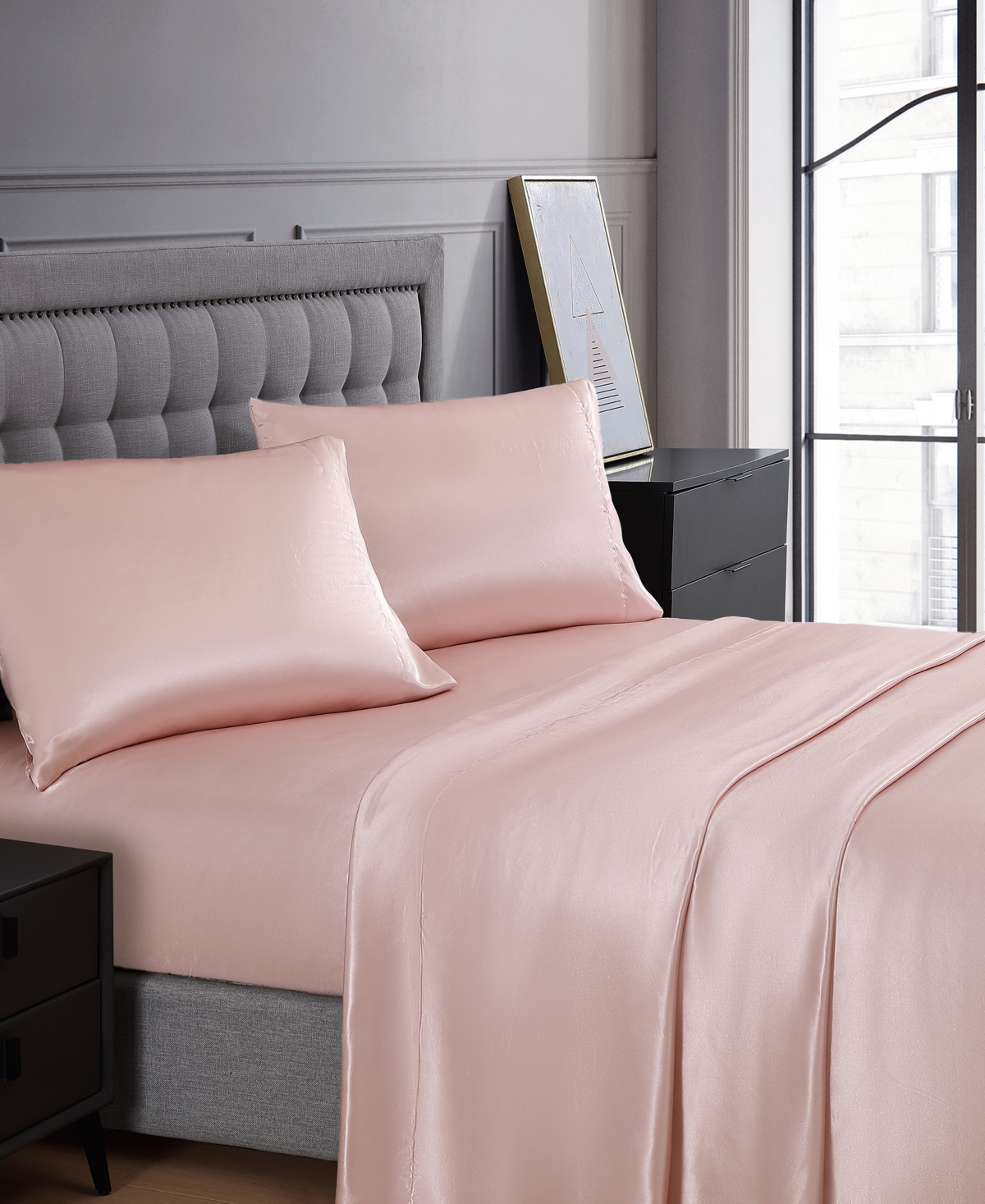 Beatrice Home Fashions Luxurious Satin 4-pc. Sheet Set, King In Pink