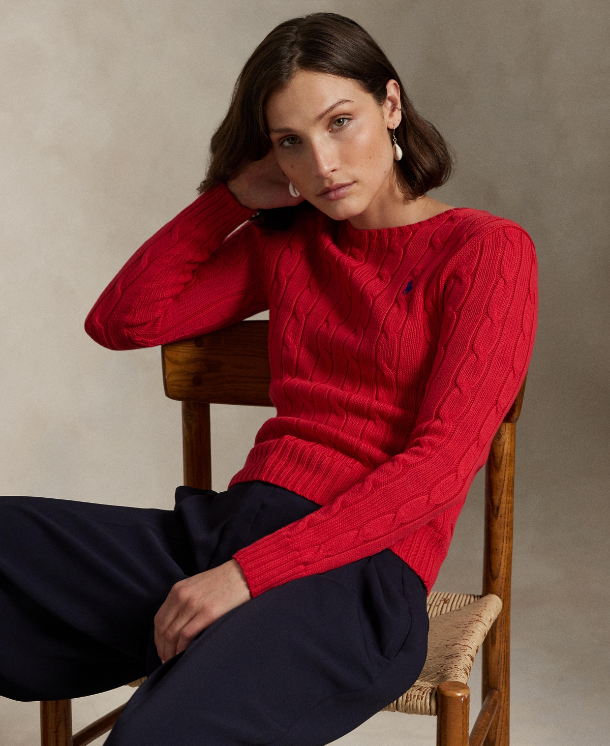 Polo Ralph Lauren Women's Cable-knit Cotton Crewneck Sweater