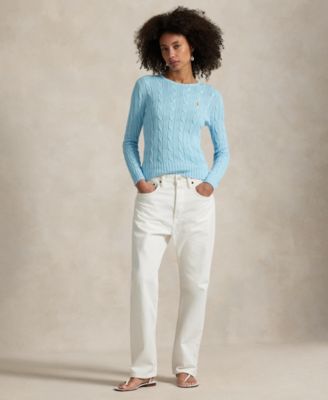 Women's Cable-Knit Cotton Crewneck Sweater