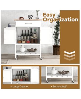Rolling Kitchen Island Cart with Drawer and Towel Rack