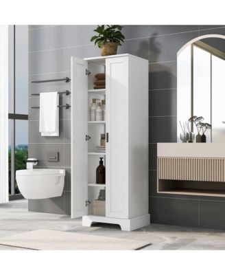 71.2"H Storage Cabinet with 2 Doors and Adjustable Shelf, MDF, for Bathroom or Office Use
