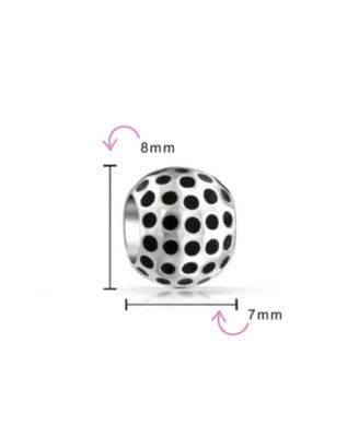 Golfer Sport Golf Ball Bead Black Oxidized Sterling Silver Fits European Bracelet