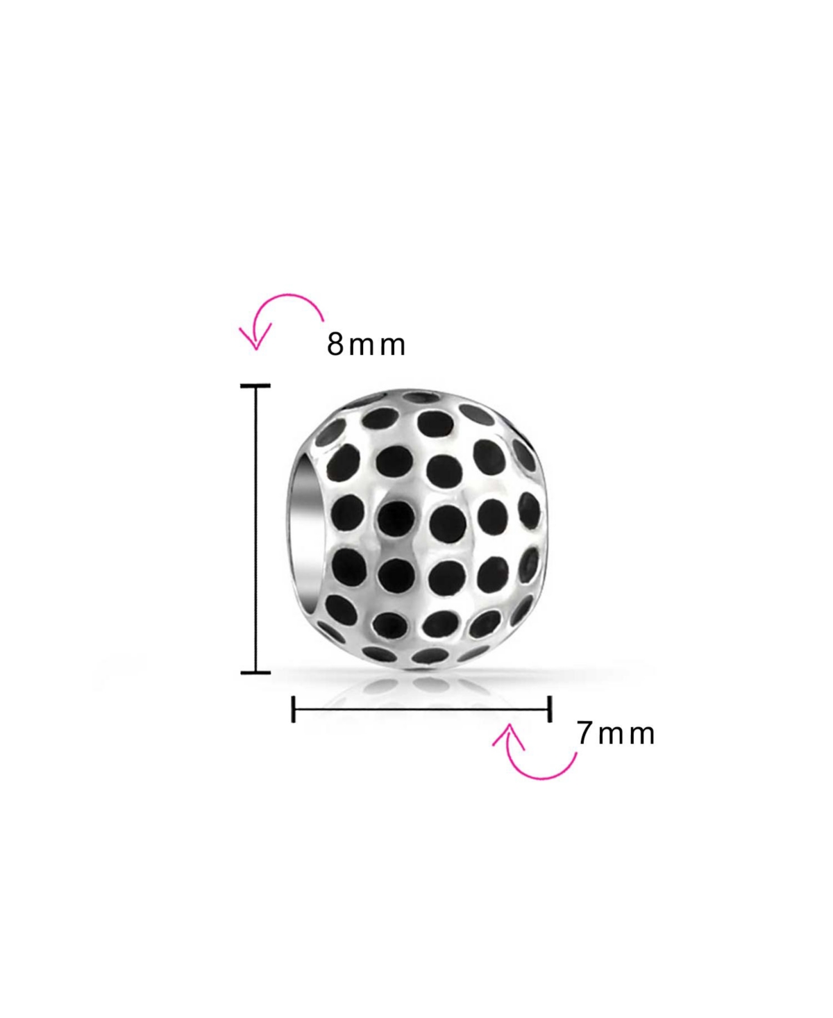 Bling Jewelry Golfer Sport Golf Ball Bead Black Oxidized Sterling Silver Fits European Bracelet