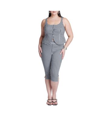 Women's Plus Size Gingham Capri Legging
