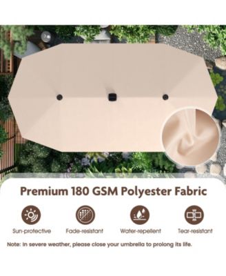 13 FT Large Patio Umbrella with LED Solar Lights and Crank Handle