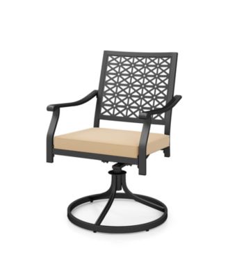 2 Pieces Outdoor Swivel Chairs Patio Dining Chairs with Padded Cushions