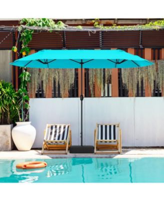 13 Feet Double-Sided Patio Twin Table Umbrella with Crank Handle