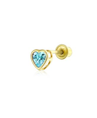 Tiny Cubic Zirconia Cartilage Ear Lobe Piercing Yellow 14K Gold CZ Halo Heart Stud Earring 1 Piece  Helix Daith Screw Back 4MM