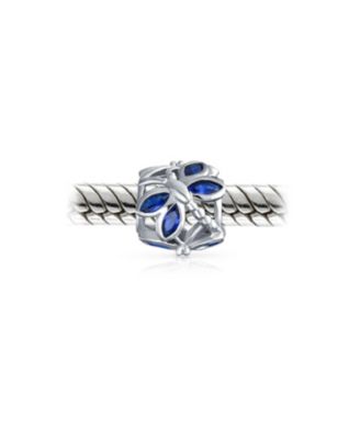 Blue CZ Butterfly Dragonfly Firefly Bead Charm Bead Fits European Bracelet Sterling Silver