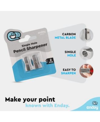 Pencil Sharpener Single Hole Manual, Small Handheld Colored Pencil Sharpener Metal, School Sharpener for Kids & Adults, Makeup Eyebrow Lip Pencil Sharpener (2 PC) –by Enday