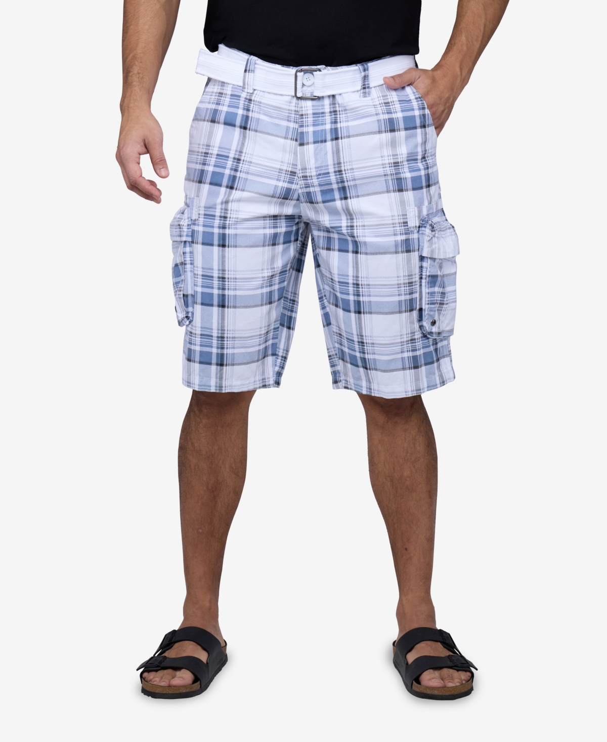 Men's Raw X 12.5" Cargo Shorts - Plaid charcoal