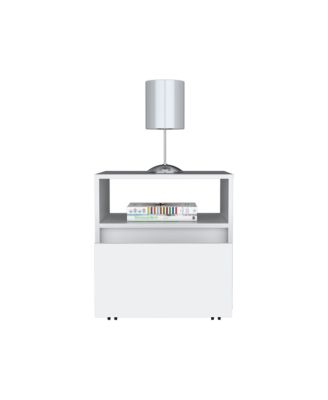 One Drawer Faux Wood Nightstand for Bedroom Storage and Bedside Table