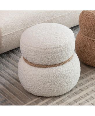 14" Wide Modern Entryway Ottoman Footstool with Snowman Design and Plush Upholstery