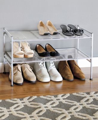 2-Tier Metal Mesh Stackable Shoe Rack