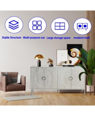 Streamdale Lacquered 4-Door Sideboard Cabinet in Champagne Silver