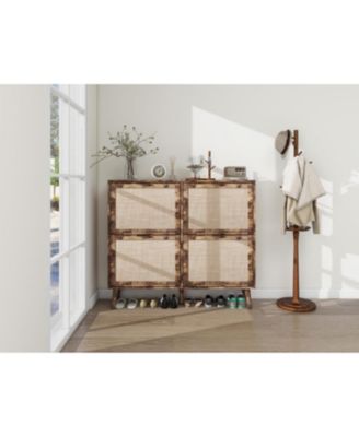 4 Door Shoe Rack, Freestanding Modern Shoe Storage Cabinet, for Entryway