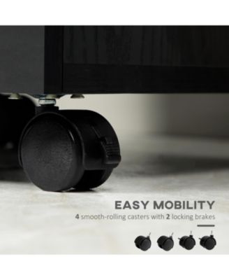 3 Drawer Office Storage Cabinet, Under Desk Cabinet with Wheels, Black Wood Grain