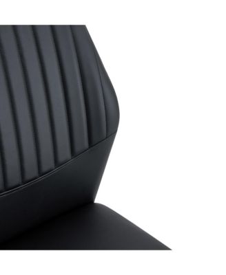 Black PU Dining Chairs - Set of 6, Metal Legs, Stripe Back