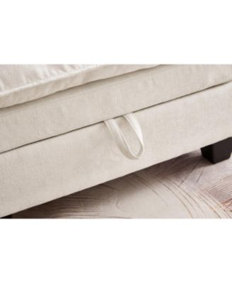 51" Beige Chenille Chaise Lounge with Ottoman & Storage