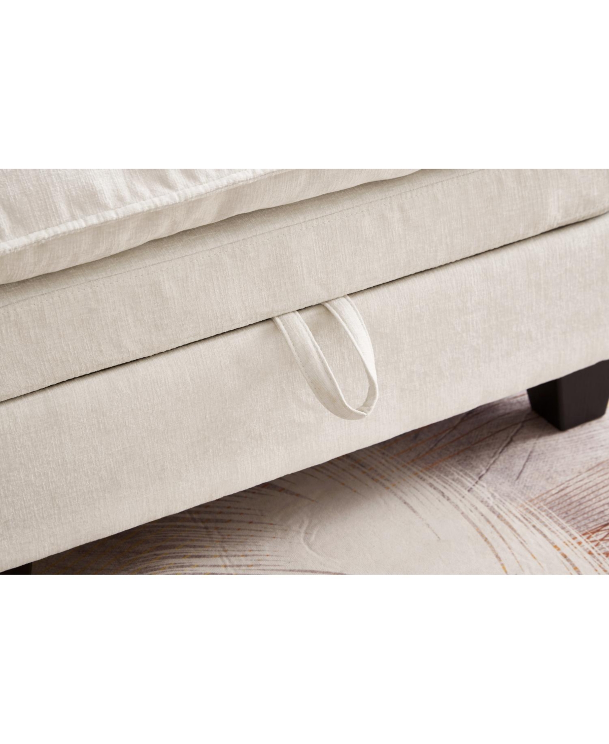 Streamdale 51" Beige Chenille Chaise Lounge with Ottoman & Storage