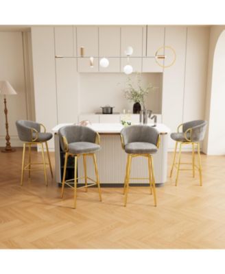 30" Swivel Velvet Bar Stools Set of 4