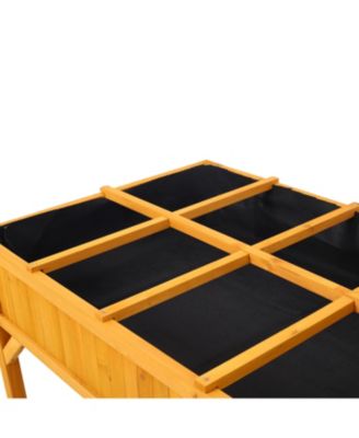 Elevated Wooden Planter Box with 8 Grids & Liner