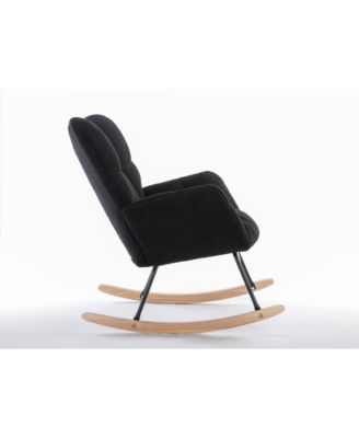 Teddy Fabric Rocking Gilder Nursery Chair For Living Room Indoor,Black