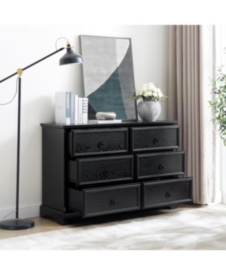 Modern Farmhouse 6-Drawer Bedroom Chest, Black