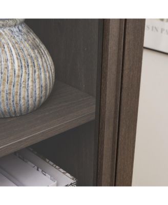 Freestanding Glass Door Cabinet with Drawer for Living & Office Spaces