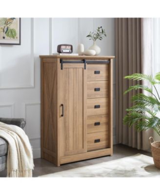 Streamdale Farmhouse 5-Drawer Dresser with Sliding Barn Door